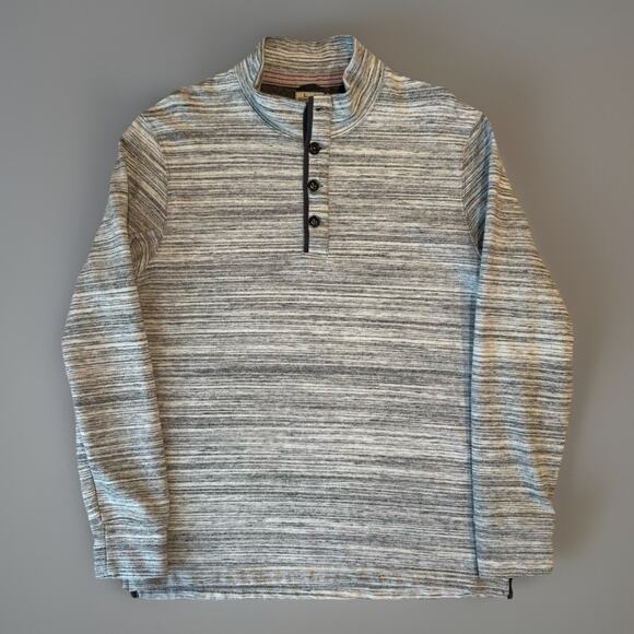 Relwen Other - Relwen Henley Button Collar Sweater Large Heather Gray Fleece Pullover Outerwear